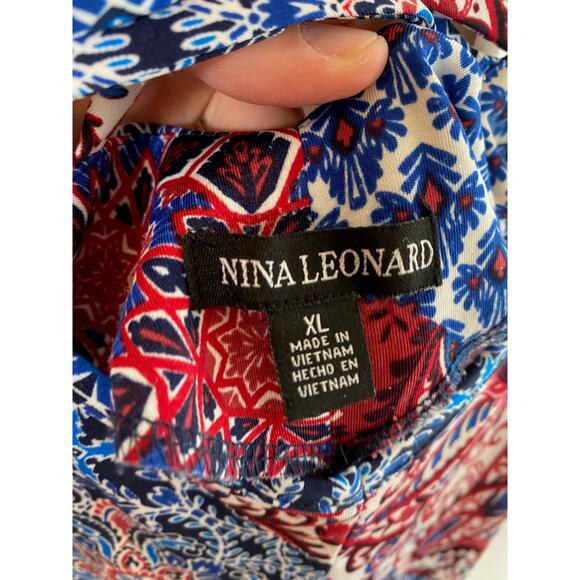 Nina Leonard Patchwork Handkerchief-Hem Midi Dress - Picture 7 of 8